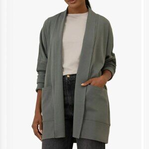 Pact Organic Cotton Airplane Wrap Cardigan Womens XS Castor Grey Open Front